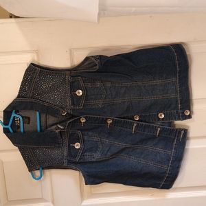 Denim vest with tiny silver studs